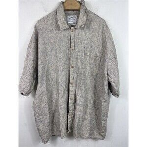 Flax Men's 100% Linen Button Up Shirt Short Sleeve Size Large